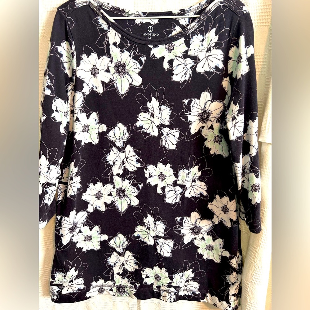 Women’s Lands’ End Floral Tunic, L/P 14-16 NWOT